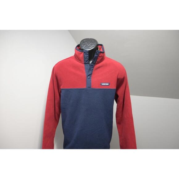 Land's End Snap Neck Fleece Jacket Comfort Maroon Blue Mens Sz Medium NWT - Picture 2 of 7